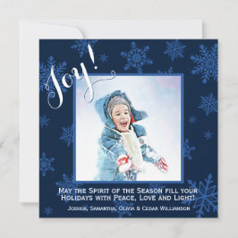 Tarjeta navideña festiva de los navidades joy Blue