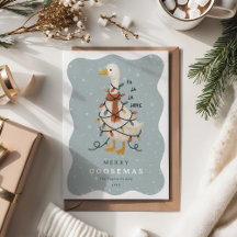 Tarjeta Navideña Festiva y Divertida de un Ganso s
