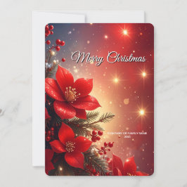 Tarjeta Navideña Floral Roja de Navidad