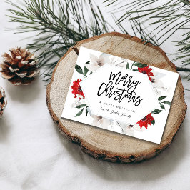 Tarjeta navideña Floral Roja y Blanca