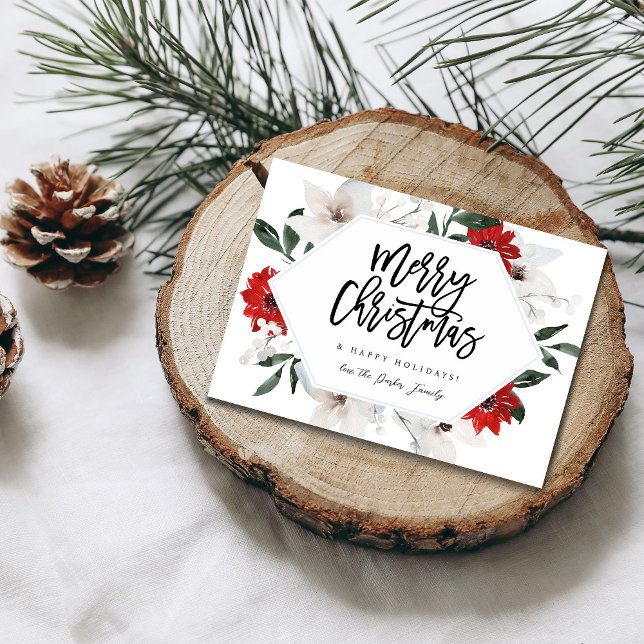 Tarjeta navideña Floral Roja y Blanca (Subido por el creador)