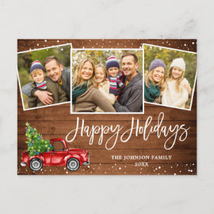 Tarjeta navideña FOTO de Red Truck 3 Navidades de