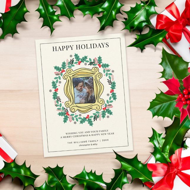 Tarjeta Navideña FOTO FRIENDS™ Holiday Christmas (Card on table)