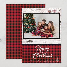 Tarjeta navideña fotográfica de búfalo rojo y negr