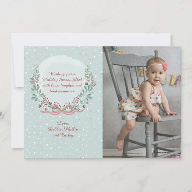 Tarjeta navideña fotográfica de marco de invierno (Anverso)