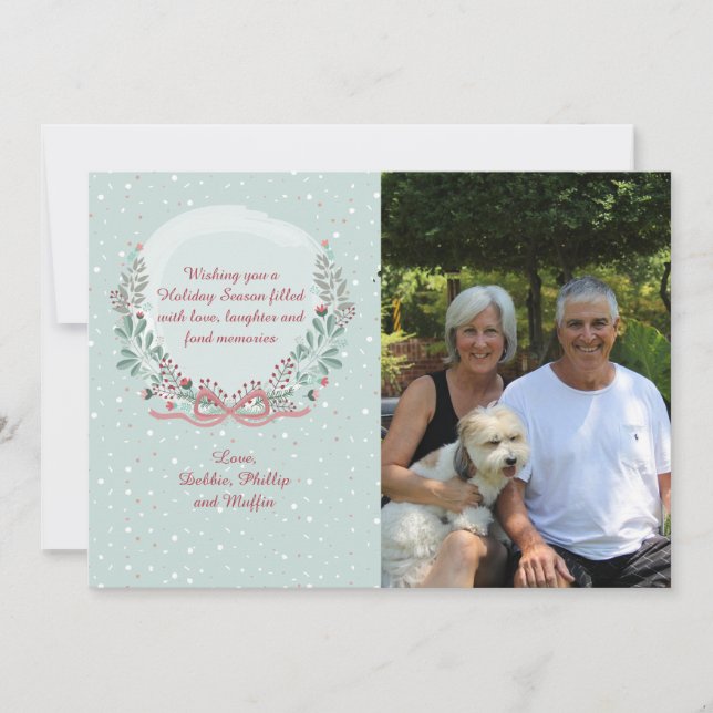 Tarjeta navideña fotográfica de marco de invierno (Anverso)
