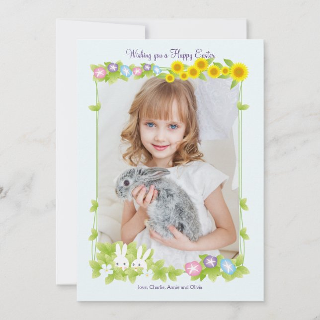 Tarjeta navideña fotográfica de marco de Pascua (Anverso)