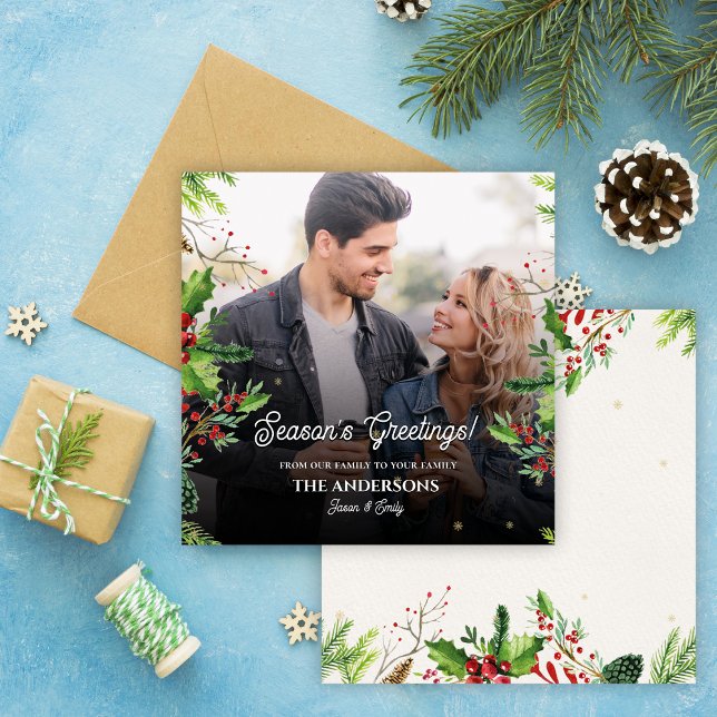 Tarjeta navideña fotográfica de saludos de tempora (Christmas Season’s Greetings Photo Holiday Card)