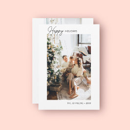 Tarjeta navideña fotográfica de vacaciones feliz