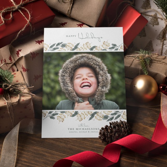 TARJETA NAVIDEÑA FOTOGRÁFICA | Pinos acuarela de N (Subido por el creador)