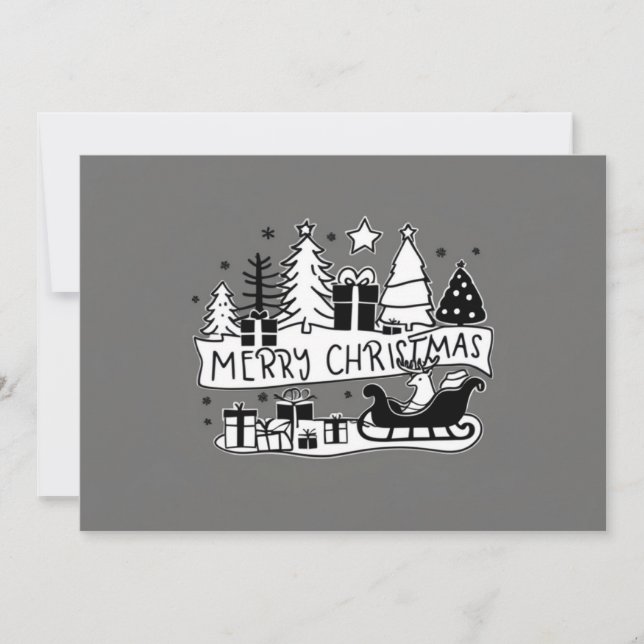 Tarjeta navideña gris de navidad (Anverso)