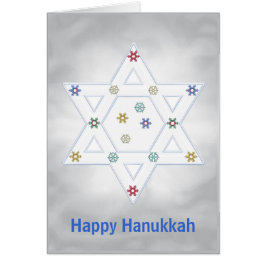 Tarjeta navideña Gris Hanukkah Star y Snowflakes