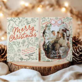 Tarjeta navideña Hand Drawong Merry