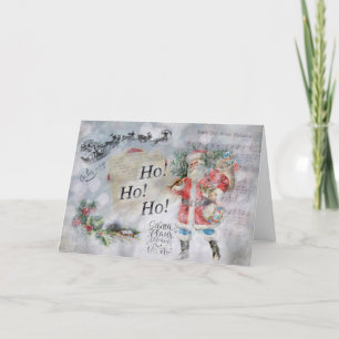 Tarjeta navideña "Ho Ho Ho Ho Ho Ho" Santa Vintage