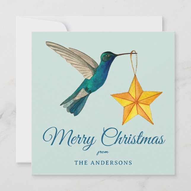 Tarjeta navideña Hummingbird personalizado Merry (Anverso)