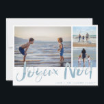 Tarjeta navideña Joyeaux Noel Beach Photo Navidade<br><div class="desc">Tarjeta de vacaciones de diseño de playa "Joyeux Noel",  de tres fotos para familias. Personalizado con tres de tus fotos favoritas,  saludo y apellido.</div>