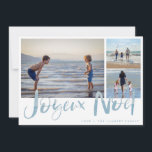 Tarjeta navideña Joyeaux Noel Beach Photo Navidade<br><div class="desc">Tarjeta de vacaciones de diseño de playa "Joyeux Noel",  de tres fotos para familias. Personalizado con tres de tus fotos favoritas,  saludo y apellido.</div>