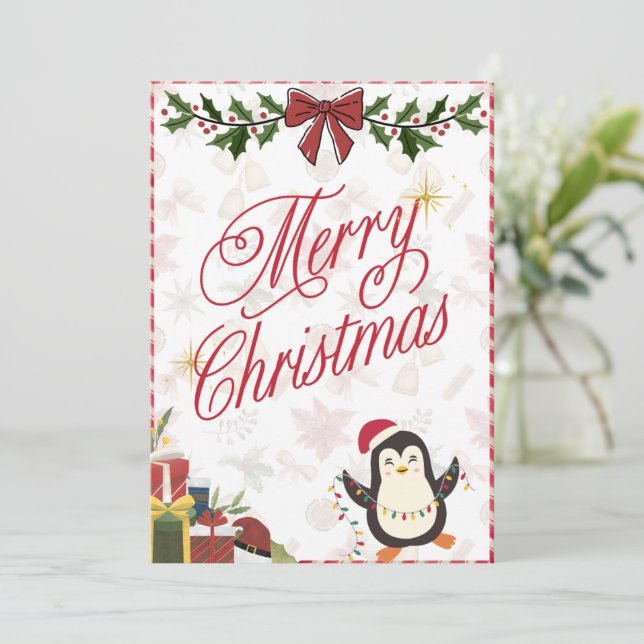 Tarjeta navideña Merry (Anverso de pie)