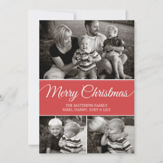 Tarjeta navideña Merry | Plano | Rojo