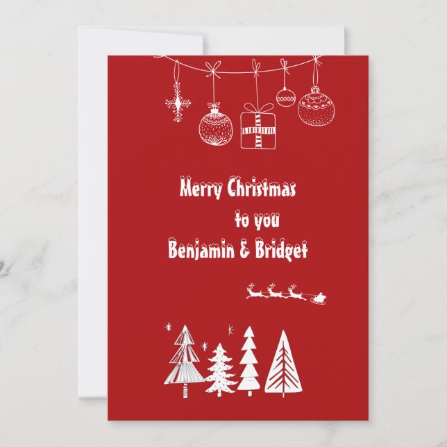 tarjeta navideña mínima roja escandinava (Anverso)