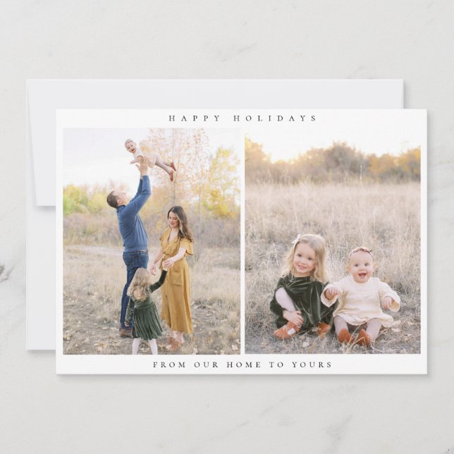 Tarjeta navideña minimalista de dos fotos (Anverso)