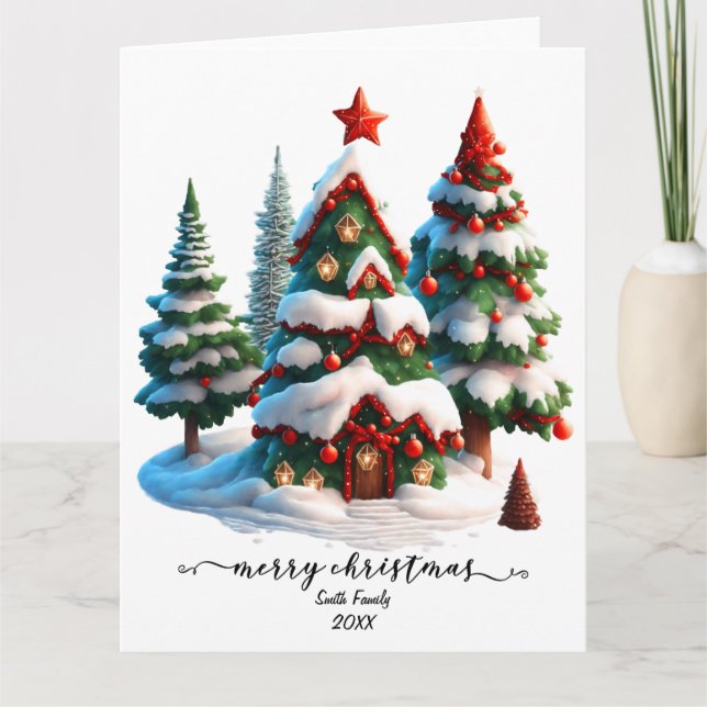 Tarjeta navideña minimalista personalizada Merry (Anverso)