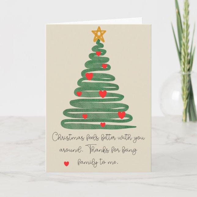 Tarjeta Navideña Moderna de Árbol de Navidad Plega (Anverso)