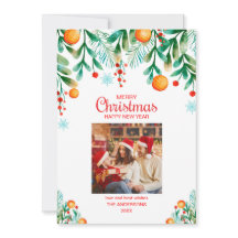 Tarjeta navideña moderna de Collage de fotos con F