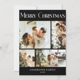 Tarjeta navideña moderna de Collage de fotos con F