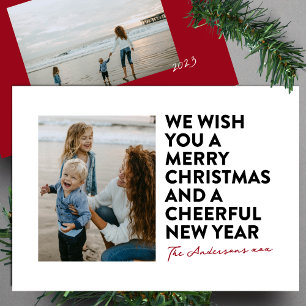 TARJETA NAVIDEÑA MODERNA ROJA NEGRA BLANCA NAVIDAD