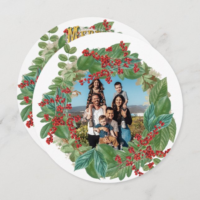 Tarjeta navideña navidad con foto familiar (Anverso / Reverso)