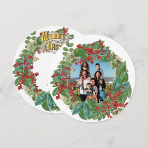 Tarjeta navideña navidad con foto familiar
