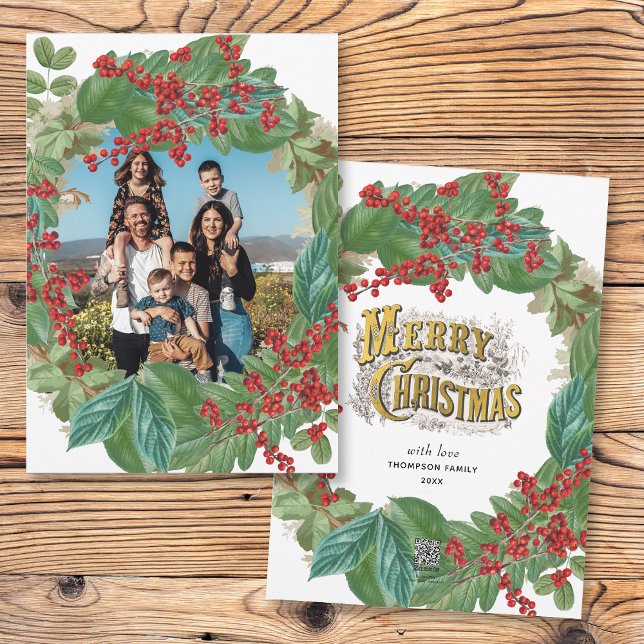 Tarjeta navideña navidad con foto familiar (Family Photo Script Holiday Merry Christmas Card)