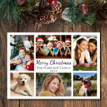 Tarjeta navideña navideña 6 Collage de fotos<br><div class="desc">Sencilla y moderna tarjeta de vacaciones de 6 collage de fotos. Personaliza el saludo de "Feliz Navidad" a algo similar en extensión y agrega tu nombre de familia,  el año y seis fotos favoritas de los niños y mascotas.</div>