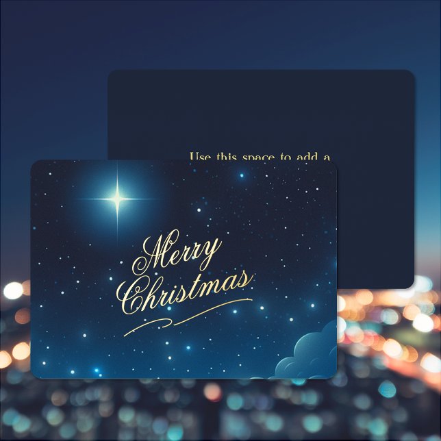 Tarjeta navideña navideña de feriado de Relieve me (Merry Christmas Star Foil Holiday Card (front and back))
