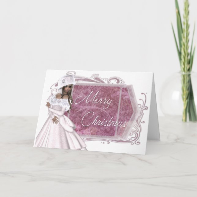 Tarjeta navideña navideña de invierno diseñada par (Anverso)