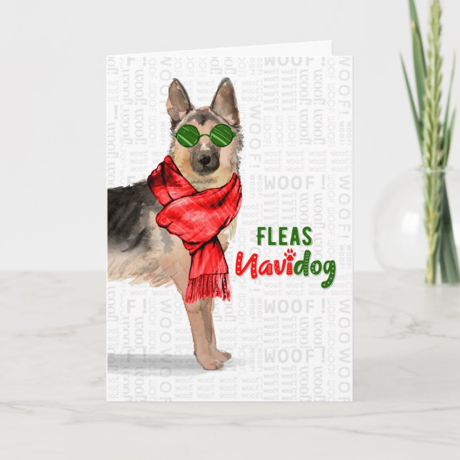 Tarjeta navideña NaviDOG del Pastor alemán (Anverso)