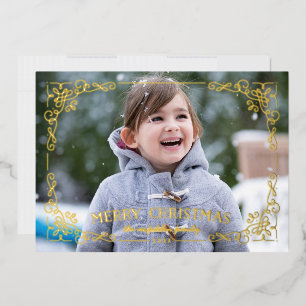 Tarjeta navideña Ornate Frame Merry de Relieve met