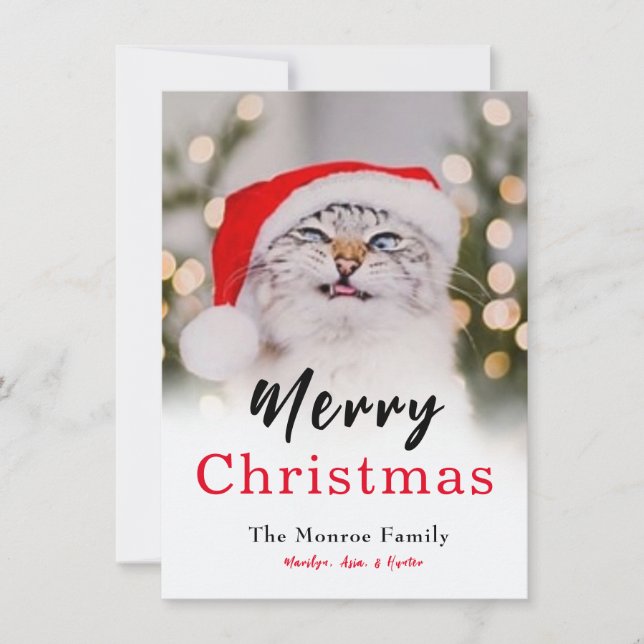 Tarjeta navideña para fotos de gatos de Navidades  (Anverso)