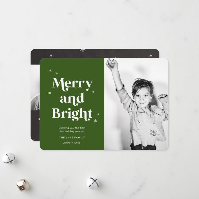 Tarjeta navideña para fotos moderna y brillante (Anverso/Reverso In Situ)