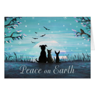 Tarjeta navideña Peace on Earth Winter Sunset