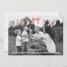 Tarjeta navideña personalizada con medias