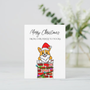 Tarjeta navideña personalizada con Santa Corgi