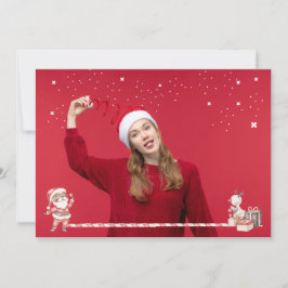 Tarjeta navideña personalizada con Santa y Regalos