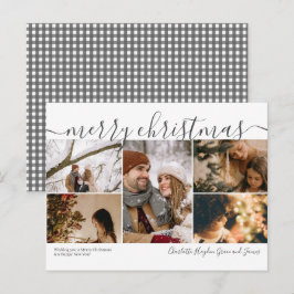 Tarjeta navideña personalizada de 5 fotos Merry