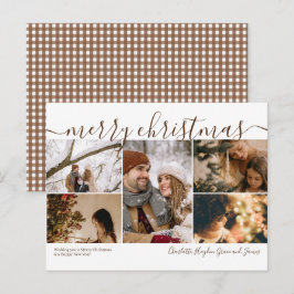 Tarjeta navideña personalizada de 5 fotos Merry