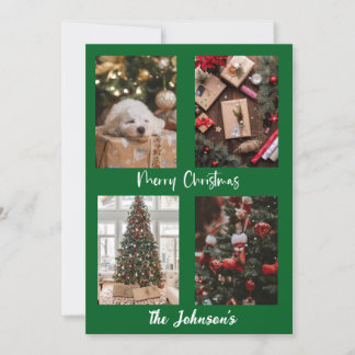 Tarjeta navideña personalizada Green Merry Christm