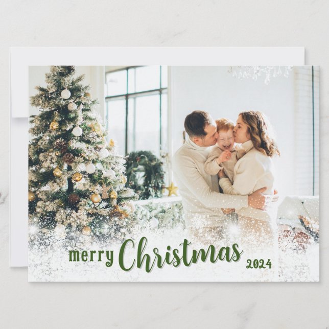 Tarjeta navideña personalizada Merry con foto (Anverso)