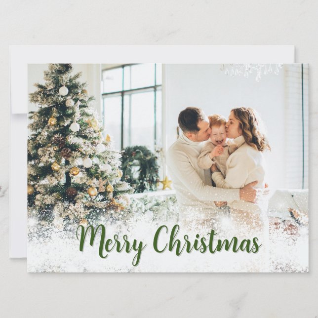 Tarjeta navideña personalizada Merry con foto (Anverso)