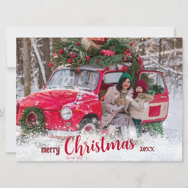 Tarjeta navideña personalizada Merry con foto (Anverso)
